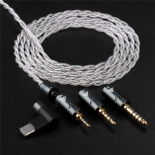 QKZ Q7-MAX Earphones Upgrade Cable Oxygen-Free Copper Silver-Plated MMCX/S-Type 2Pin QDC to 2.5/3.5/4.4mm Type-C 3 in 2