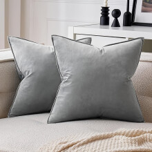 Lot de 2 housses de coussin en velours style français, douces et luxueuses, avec fermeture éclair, lavables en machine, en polyester –