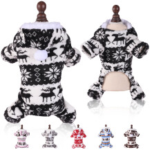 Hondenkerstpyjama met sneeuwvlokkenprint, fleece onesie, maat XS-S