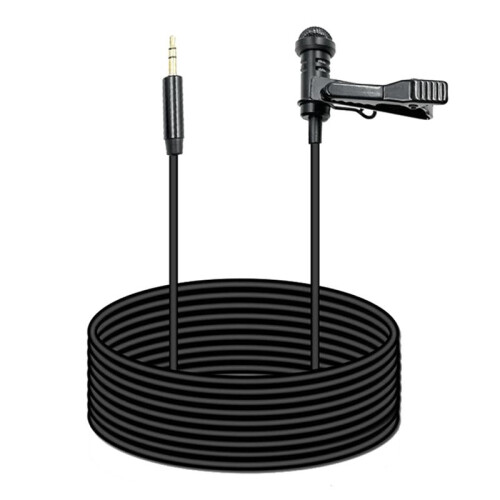 Microfono Lavalier da 3,5 mm + Copertura Antivento Microfono Lavalier Clip- Microfoni con Asola Esterna per Microfono per  1,5 M 2