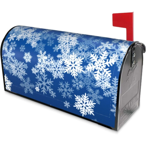 Capa magnética para caixa de correio com estampa de floco de neve azul, 65 x 53 cm (25,5 x 21 polegadas) 2