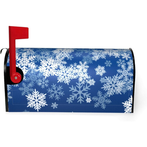 Capa magnética para caixa de correio com estampa de floco de neve azul, 65 x 53 cm (25,5 x 21 polegadas) 1
