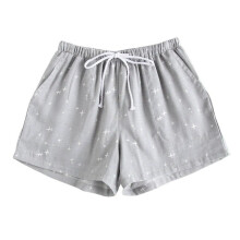 Dam Sommarsömshorts med stjärnmönster Ultratunna bomullsmuslin Andningsbara pyjamasshorts Bekväma, lös passform, hemmashorts med stjärnmönster