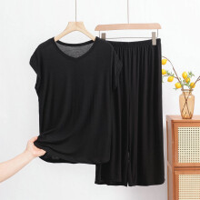 Conjunto de pijama para mujer, ropa de dormir holgada, camiseta de cuello redondo y shorts, ropa de dormir de verano.