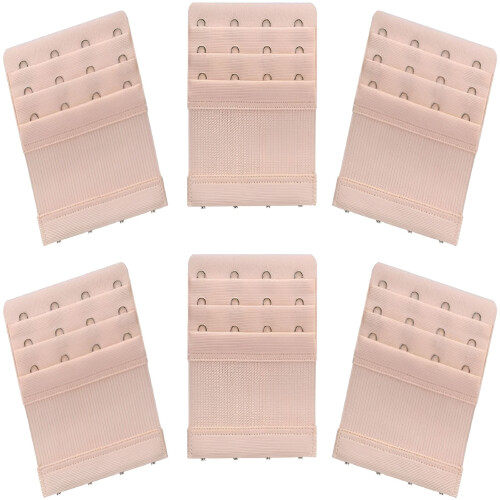 6-Pack Adjustable Bra Extenders 4 Hook 3 Row Bra Band 1