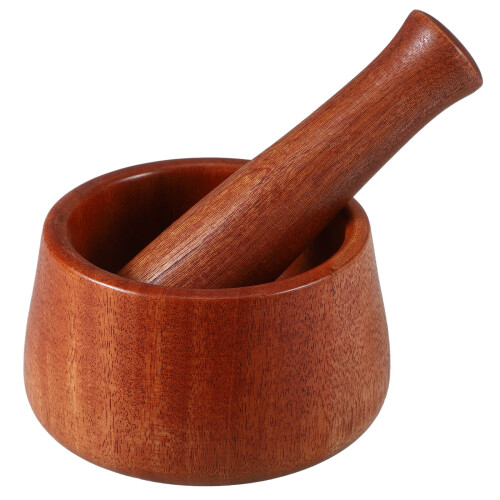 Mortier et pilon à ail en bois, portable, 1 ensemble