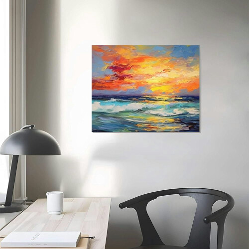 Abstract Canvas Wall Art in Sky Blue & Orange 2