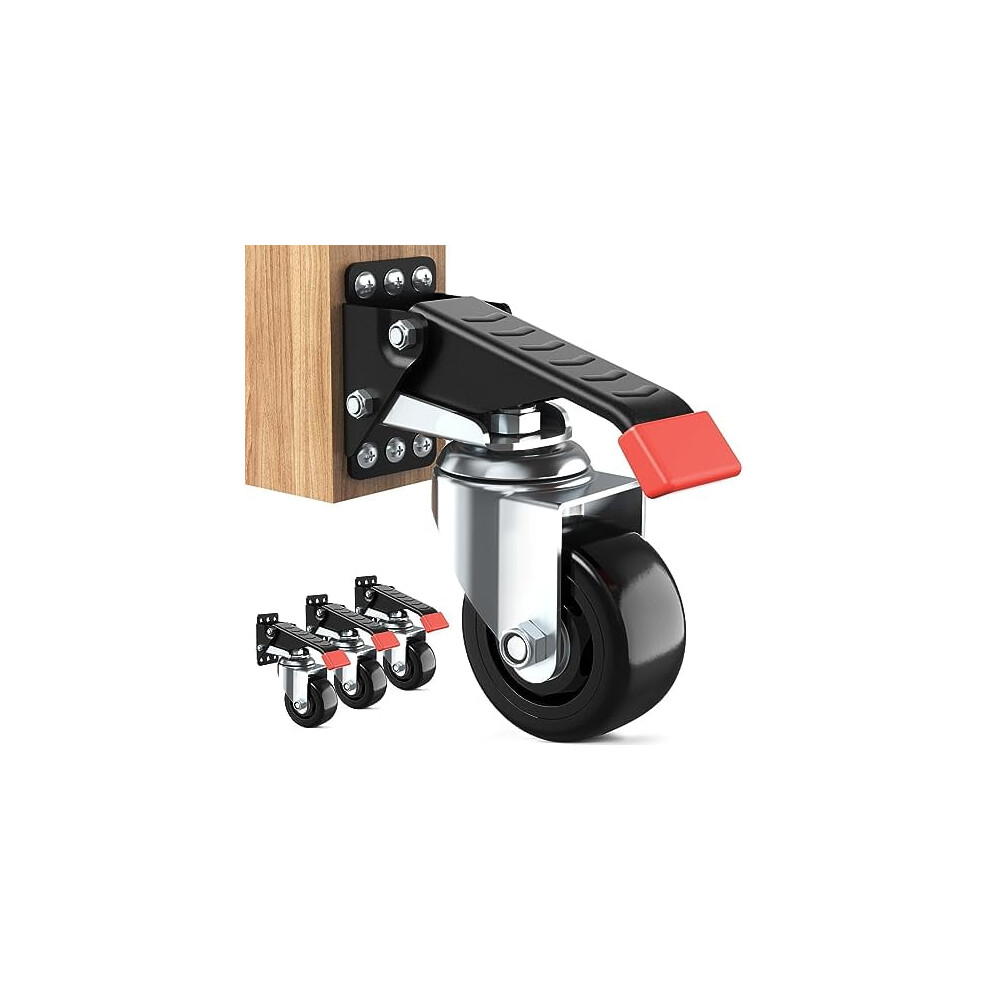 Heavy Duty Retractable Workbench Casters Kit, 920 Lbs Capacity, Side-Mounted, 4-Pack Â Compatible With Workbenches, Machinery & Tables 9027700922631