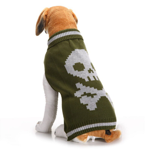 Ensemble pull pour chien Halloween, imprimé crâne vert herbe, taille XL 1