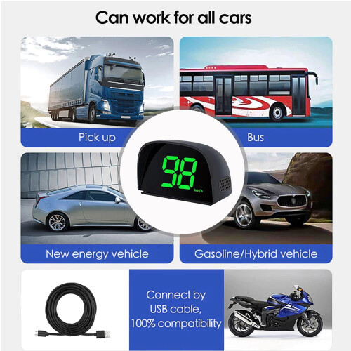 QISUO Car HUD Speed Meter Display – Compatible with USB Play 1