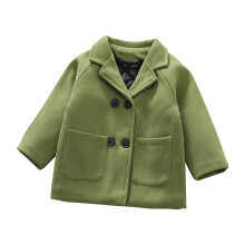 Girls' Thick Warm Solid Trench Coat with Pockets, Raglan Sleeve – Casual Outerwear for Toddlers (Z02#Green, 2-3Y)