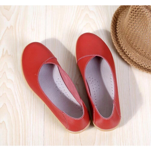 Γυναικεία Δερμάτινα Παπούτσια Loafers Μονόχρωμα Slip-on Flat Παπούτσια Άνετα Casual Φλατ για 1