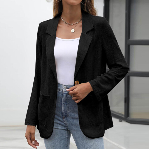 Γυναικεία σακάκια Kukoosong για επιχειρήσεις, casual, με μακριά μανίκια, ανοιχτό 2