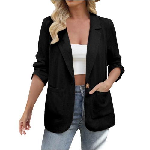 Γυναικεία σακάκια Kukoosong για επιχειρήσεις, casual, με μακριά μανίκια, ανοιχτό 1