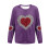 Damen-Sweatshirt mit Herzmuster zum Valentinstag, gerippt, lang 4