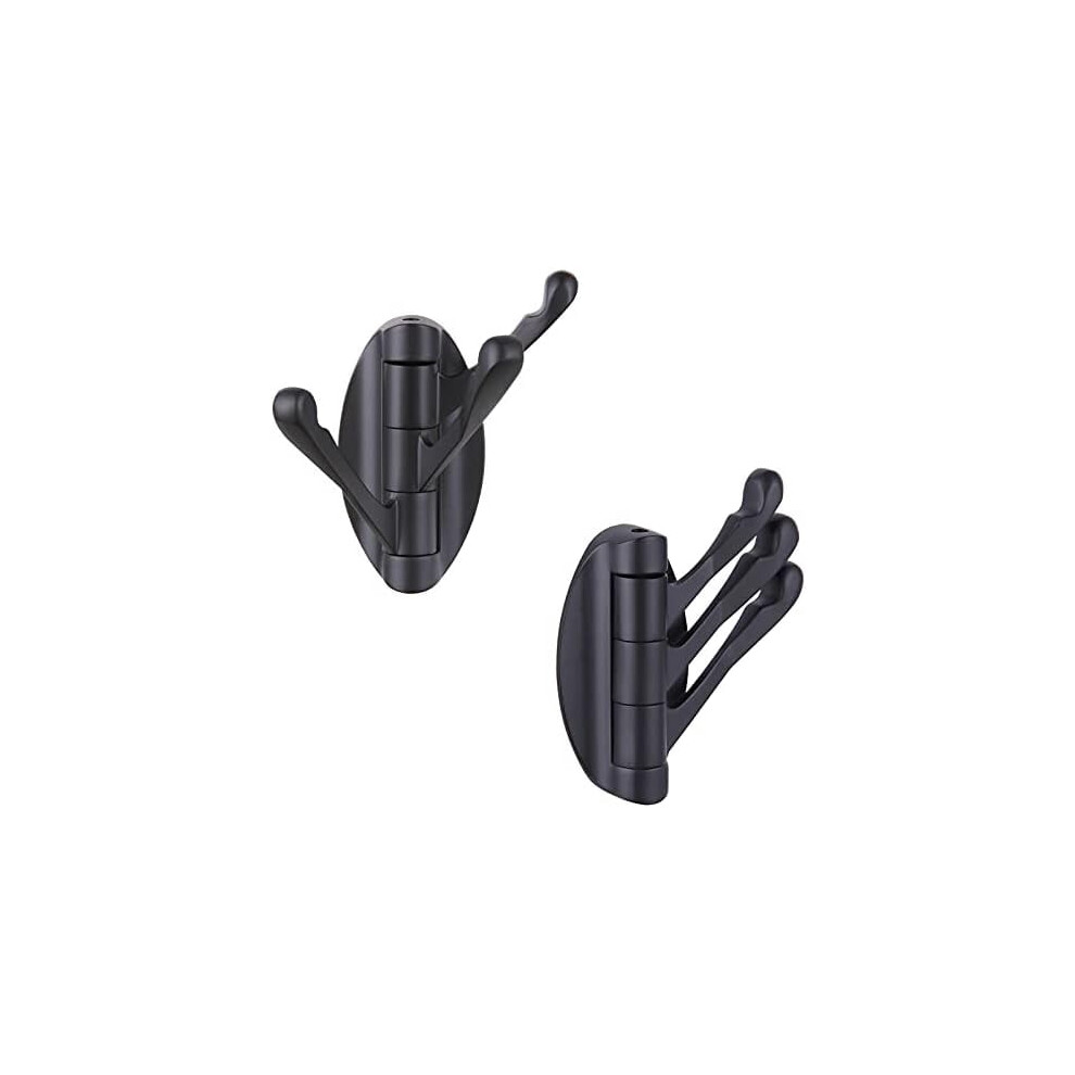 Towel Hook Matte Black 2 Pcs, Metal Swivel Folding Robe Hook, Hand Towel Holder, Heavy Duty Clothes Hanger For Bathroom Rv Wall Mount 9422877771820