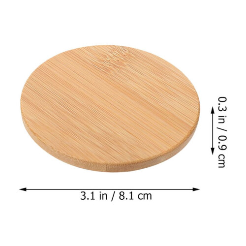 Coperchio per tazza in bambù, rotondo, riutilizzabile, 8,1 cm. 1