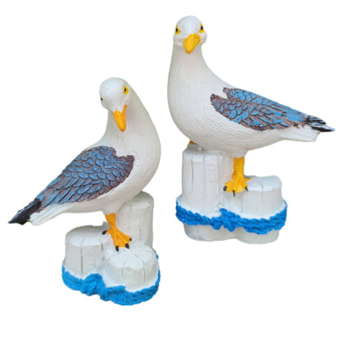 Möwenfiguren aus Kunstharz für Garten- oder Tischdekoration
