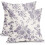 Blå blommiga örngott i bomull-linne, 40x40 cm, 2-pack 1