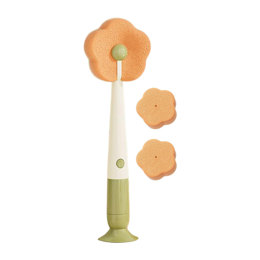 Bottle Cleaning Brush with 360 Rotating Head, Replaceable Sponge, Suction Base for Cups and Bottles