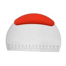 Stainless Steel Dough Scraper with Measurements, Ergonomic Baking Dough Cutter for Bread and Pastry