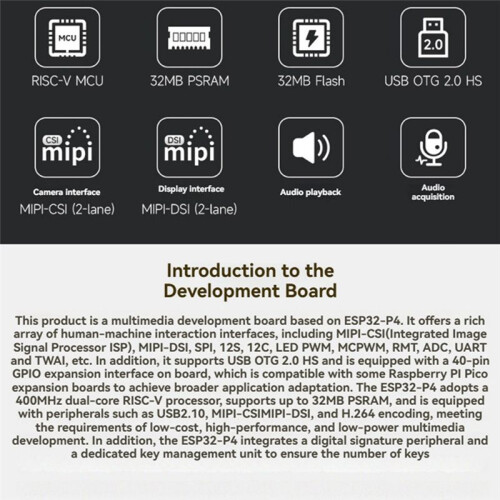 Waveshare ESP32-P4 Development Board RISC-V Dual-Core MCU Support Wi-Fi6 /Bluetooth5 ESP32-P4- Development Board B