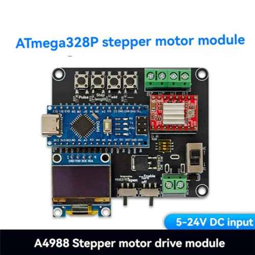 ATmega328P Stepper Motor Module Stepper Motor Driver Board A4988 Stepper Motor Driver Module 5-24V  Input for 1