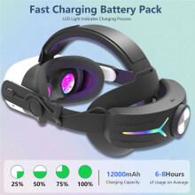 RGB Light Fast-Charging for Meta Quest 3/3S Battery Strap Extends 4-6 Hours Playtime Black