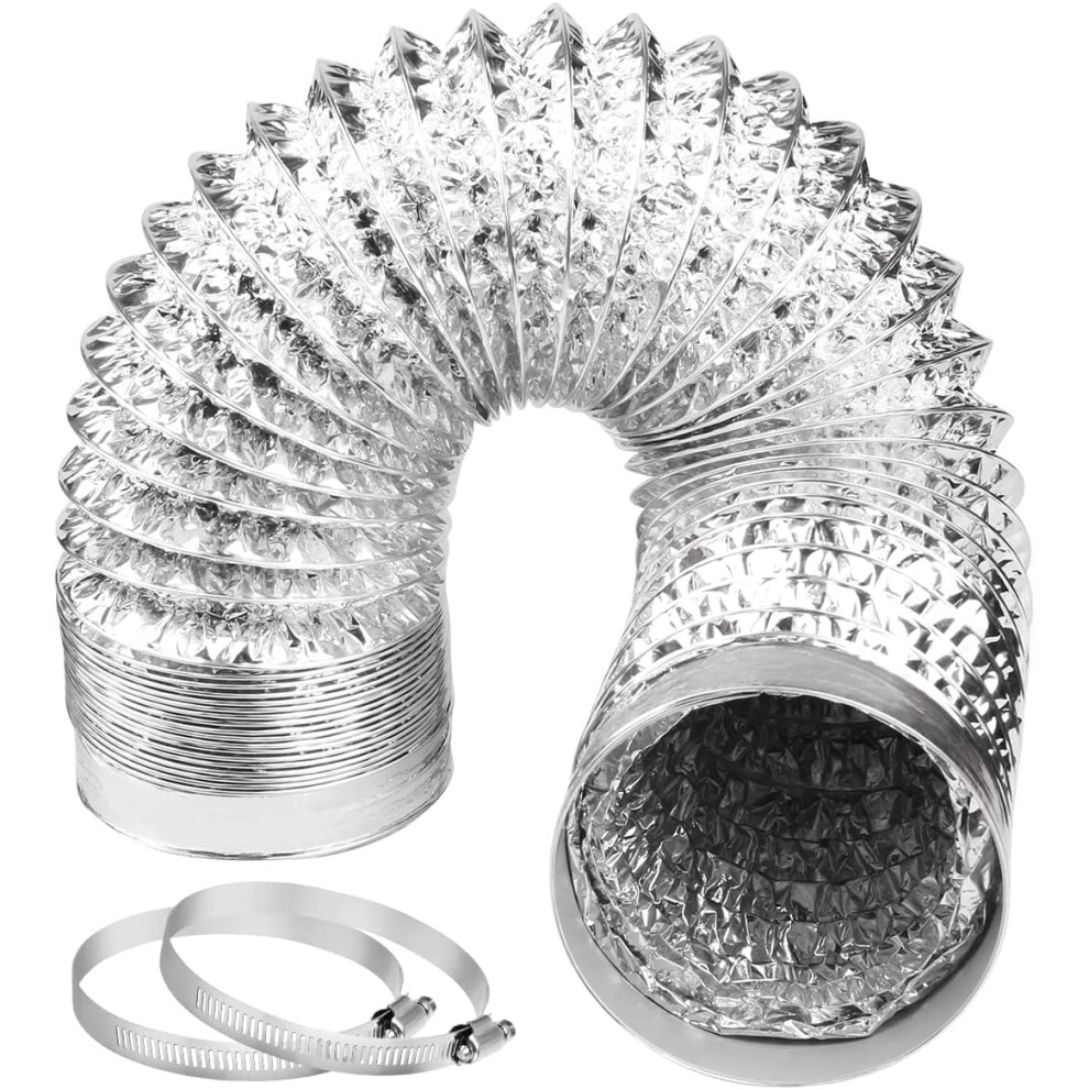 Dryer Vent Hose 4 Inch 5Ft Flexible Dryer Ducting Tube Air Duct Aluminum Insulated Flex Hose Kit Indoor Outdoor 9357860833455