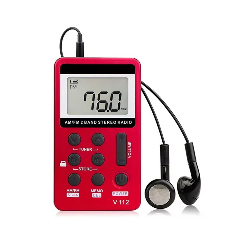 Zandonã Radio Pocket Radio Receiver Portable Radios Am Fm Rechargeable Sleep Earphone For Walkman Go Hiking Red