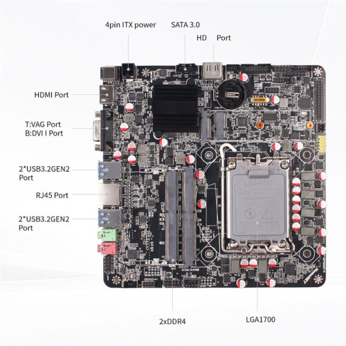 B660 Motherboard  ITX Support LGA1700 12th/13th for Celeron/Pentium/Core I3/I5/I7/I9 Processors CPU