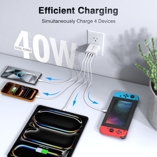 40W USB-C charger cube 2-pack 4-port PD QC adapter 1