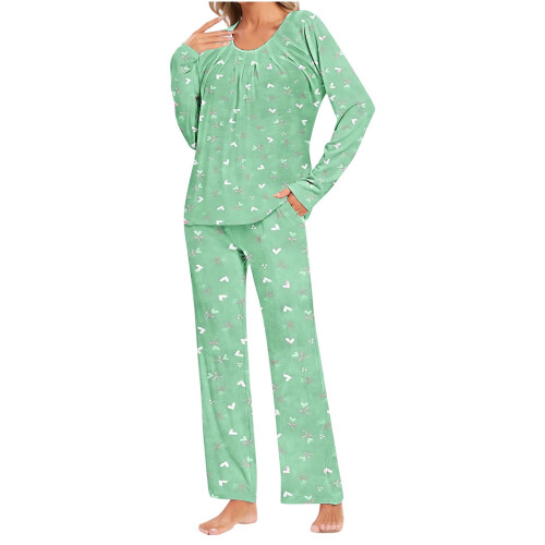 Dame pyjamassæt med lange ærmer, løs pasform S-3XL