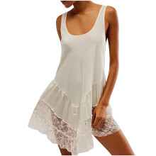 Robe courte fluide en dentelle pour femme, style années 2000, sans manches, dos nu, taille basse, style tunique, nuisette.