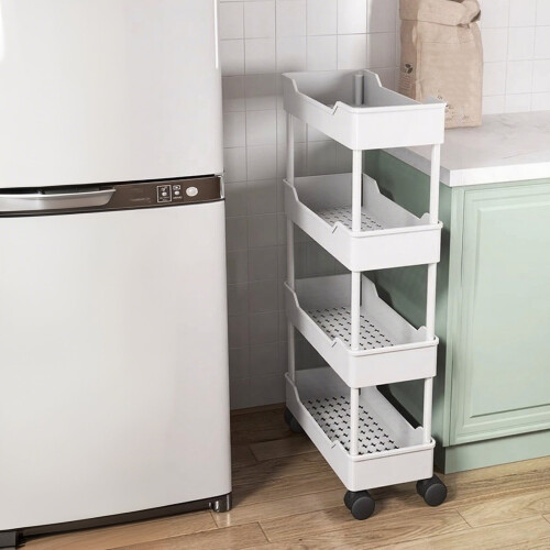4-Tier Rolling Storage Cart with Lockable Wheels – Compatible with Kitchen, Bathroom & Office 1