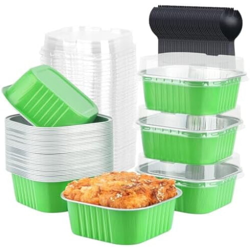 10oz firkantede aluminiums cupcakeforme med låg