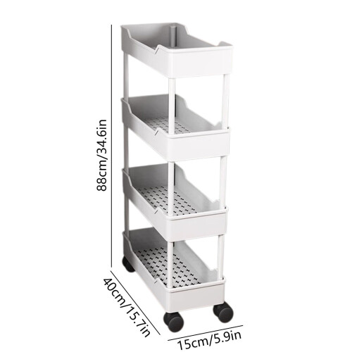 4-Tier Rolling Storage Cart with Lockable Wheels – Compatible with Kitchen, Bathroom & Office 2