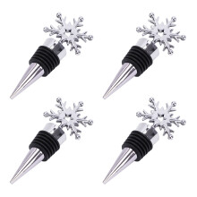 Tapones de vino de acero inoxidable con forma de copo de nieve, color plata, 4 unidades
