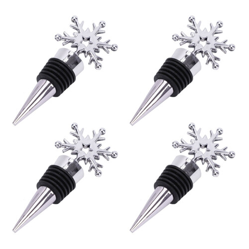 Vinproppar i rostfritt stål, snöflingor, silver, 4 st