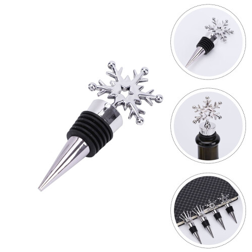Vinproppar i rostfritt stål, snöflingor, silver, 4 st 2