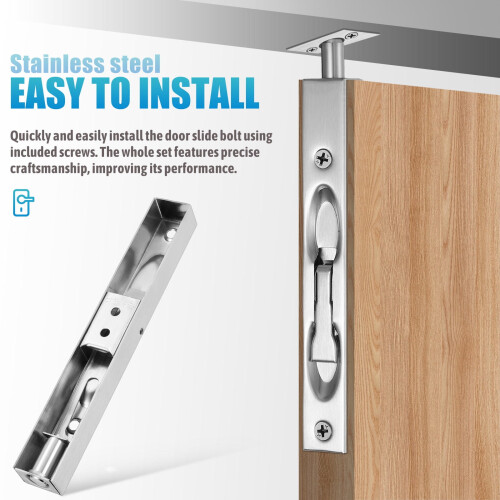 2 Sets inside Door Latches Lock French Hardware Security Travel Silver 2