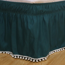 Jupe de lit à pompons pour lit Queen, retombée de 40 cm, en polyester