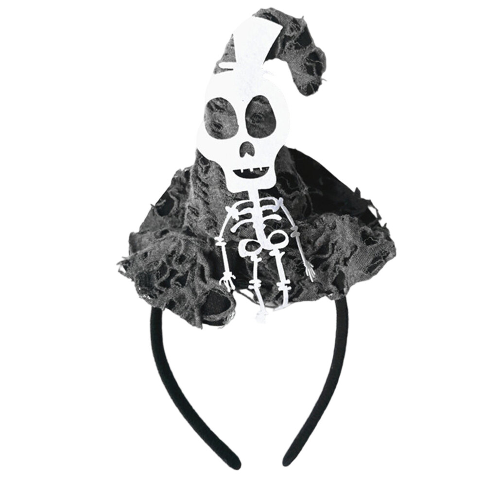 Unisex White (One Size, ) Halloween Headband Witch Hat Shaped Spooky Spider/Skeleton Hair Accessories For Cosplay & Party