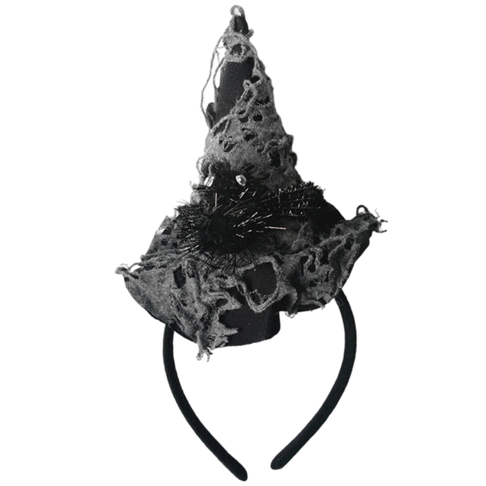 Unisex Black (One Size, ) Halloween Headband Witch Hat Shaped Spooky Spider/Skeleton Hair Accessories For Cosplay & Party