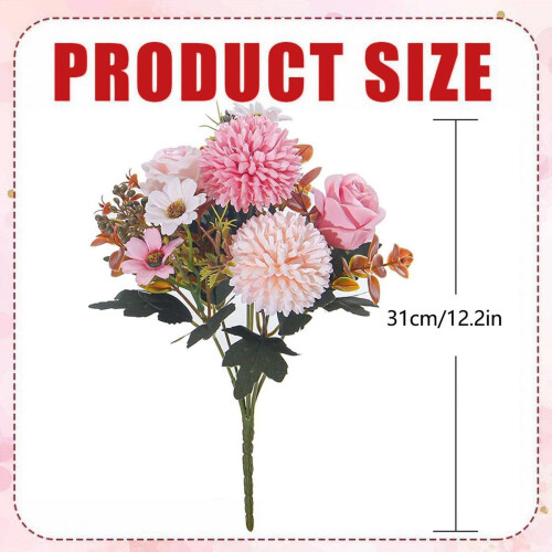 Műhortenzia és tearózsa csokor, 31cm 2
