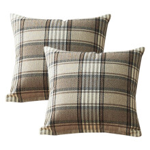 Coussin décoratif à carreaux, style champêtre, carré, 45 x 45 cm (18 x 18 pouces), pour intérieur et extérieur.