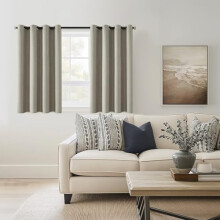 Linen Blackout Curtains 52x63 in 2 Panels Grommet Top