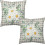 Conjunto de 2 capas de almofada Daisy em linho cinza e branco, 40x40cm (16x16 polegadas). 2