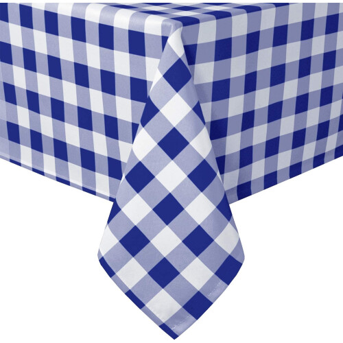 Toalha de mesa xadrez azul royal, 60x120 polegadas, resistente a rugas e manchas, impermeável, estilo vichy – para cozinha, sala de jantar e