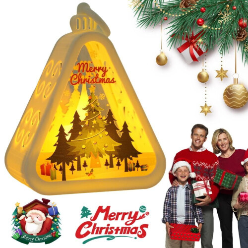 Mini Luminária Noturna de Natal - Papai Noel e Boneco de Neve, LED Triangular 2